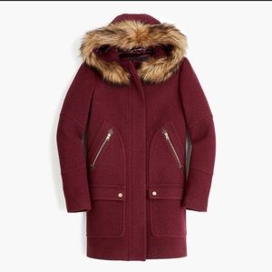 JCrew Chateau Stadium-Cloth Parka in Heather Red